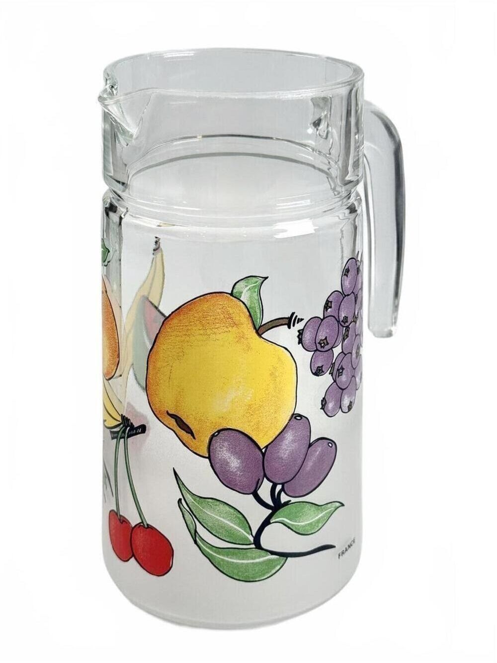 Vintage Dartington Frosted Glass Fruit Pitcher France 1980s Juice Jug Kitchen